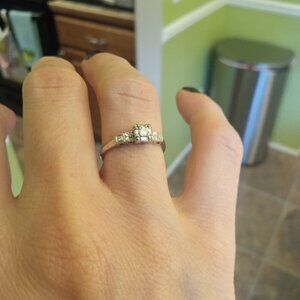 Antique Diamond Engagement Ring 14K White Gold